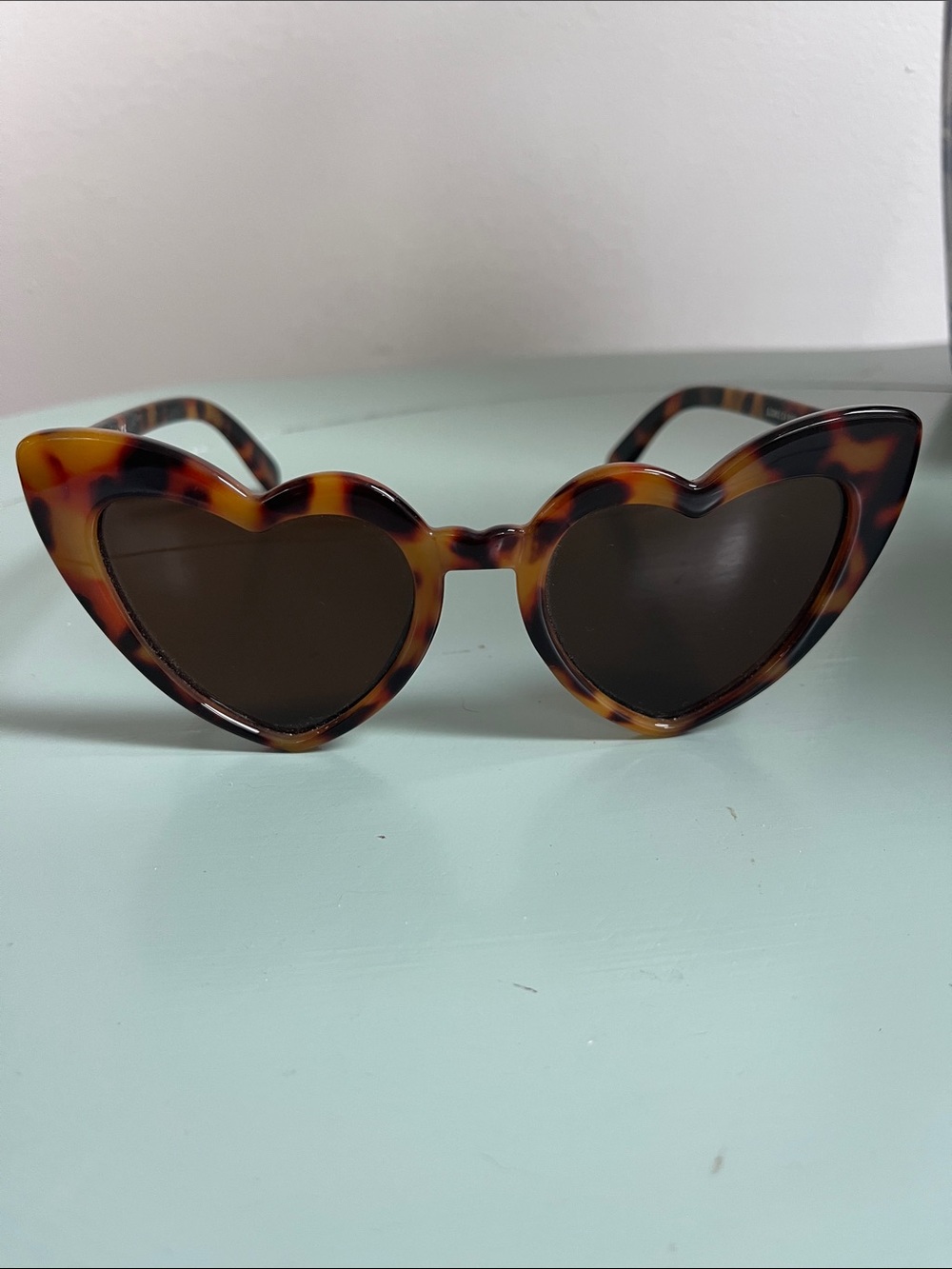 Tortoiseshell Heart-Shaped Sunglasses - Brown Lenses
